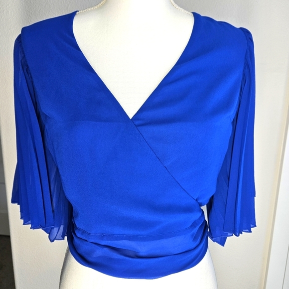 NWT!!! Express Royal Blue Wrap Blouse, Size Small - Picture 1 of 8